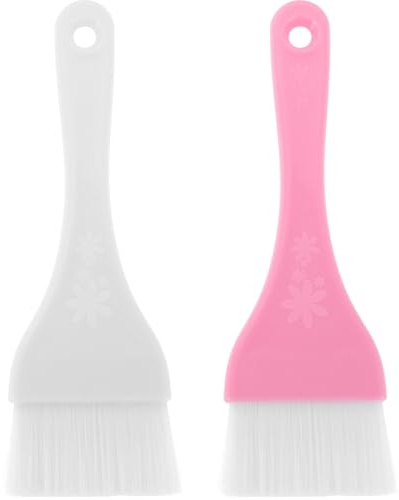 HEALEEP Cepillos Aplicadores de Maquillaje 2piezas para Mascarilla Facial y Cuerpo, Plástico y Nylon, Uso Versátil, Aplicación Uniforme, Colores Blanco y Rosa