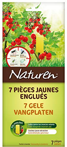 NATUREN NPJAUNE - Pièges Jaunes Englués Anti-insctes Volants x7 - Couleur Jaune Attractive - Lutte Contre Les Insectes Volants - Efficace 8 semaines - Facile à Installer Contre Mouche, pucerons, etc.