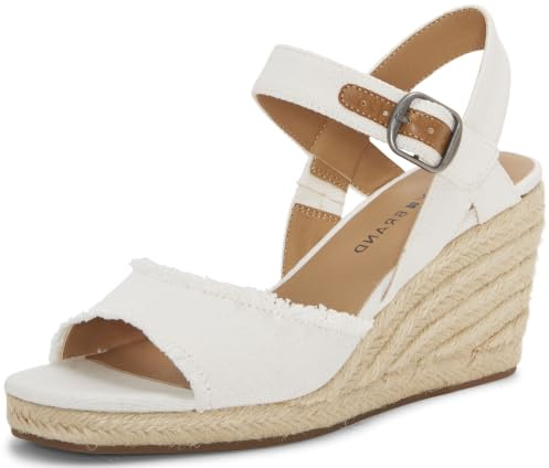 Lucky Brand Mindra Espadrille sandal med kilklack för kvinnor, Vitt, 41 EU