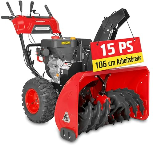 HECHT 9542 SQ Benzin-Schneefräse (106cm Arbeitsbreite, 11 kW/ 15 PS, 2-Stufen-Fräse, 6-Gänge, Griffheizung, LED-Licht)
