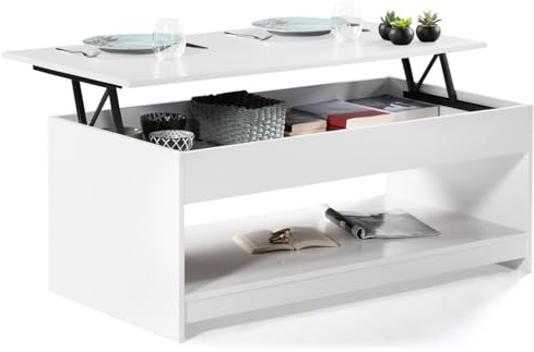 IDMarket - Table Basse rectangulaire Plateau relevable SOA Bois Blanc