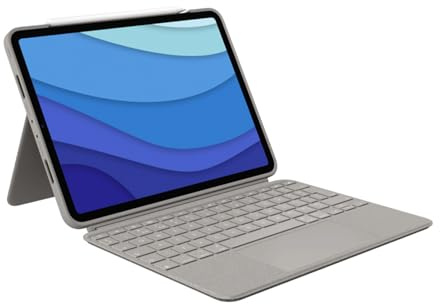 Logitech Combo Touch iPad Pro 11 (1ère, 2e, 3e, 4e génération – 2018, 2020, 2021, 2022) – Clavier rétroéclairé Amovible, pavé Tactile Click-Anywhere, Disposition QWERTY Anglais Britannique – Sable