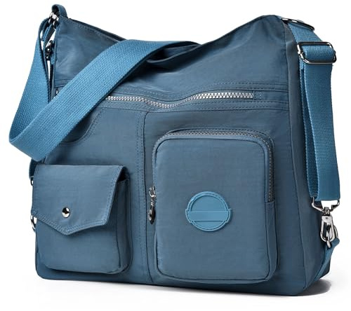 Multipurpose Hobo Purse for Women with Antitheft RFID, Waterproof Nylon Crossbody Bag Shoulder Handbag, Convertible Backpack | Wasserdichter Stoff, integrierte Anti-Diebstahl-RFID-Tasche, Mehrzweck-Handtasche für den Alltag
