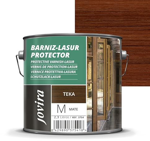 JOVIRA PINTURAS. Lasur Protector Mate. Protege, decora y embellece todo tipo de madera (2,3 Litros, Teka) G-10