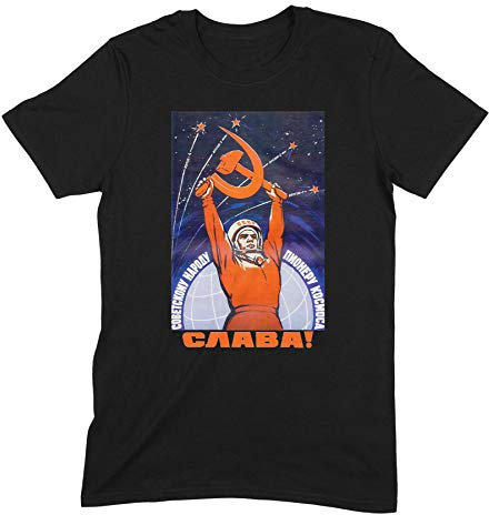 Astronaut with Hammer & Sichel Yuri Gagarin Sowjetischer Weltraum-Propaganda CCCP Communist Herren T-Shirt, schwarz, XX-Large