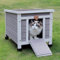 HiCaptain Katzenhaus Outdoor Kaninchenstall Wetterfest Holz Kleintierhaus Katzenhaus Outdoor Winterfest-42 x 51 x 43 cm (Grau)