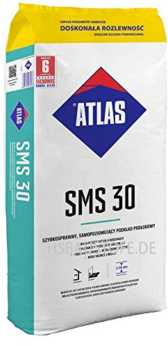 Ausgleichsmasse selbstverlaufend schnellbindend für innenbereich Zementbasis 3-30 mm ATLAS SMS 30 25Kg