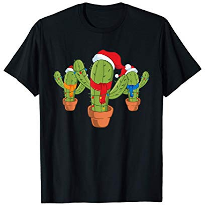 Cactus Árbol de Navidad Luces de Navidad Navidad Santa Mexic Camiseta