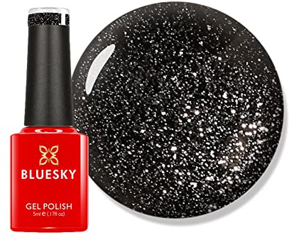 Bluesky Gel Nail Polish, Abyss - VIP03, Black, Fine Glitter, Dark, Long Lasting, Chip Resistant, 5ml (Requires Drying Under UV LED Lamp)