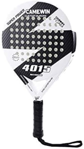 Camewin Padel Tennis Racket Carbon Fiber Diamond Shape with Bag Included - White and Black