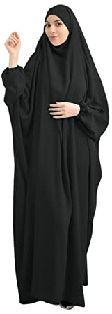 RLLJS Frauen Muslimisches Kleid Ramadan Einteiliges Gebetskleid Hijab mit Kapuze Abaya Dubai Full Cover Islam Robe African Turkey Kaftan