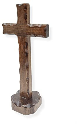 La Balestra Crucifijo de madera - base de apoyo - crucifijo de madera maciza - fabricado en Umbría - Italy - (27 x 13,3 cm)