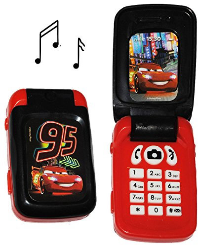 alles-meine.de GmbH elektrisches Handy mit Sound - Cars Lightning McQueen - für Kinder/Jungen - Auto Kinderhandy/Spielzeughandy - Spielzeugtelefon - Klapphandy Telefon - Lern..