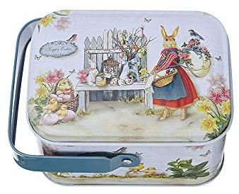 DOTBUY-SHOP Scatola Latta Contenitore Biscotti Scatola di Latta Scatola Metallo con Maniglia Scatola Rettangolare Elegante Vuota per Conservare Tè, Frutta Secca Caramelle, Biscotti, Regali (1 Pezzi,A)