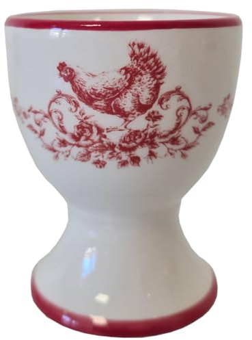 Coquetier blanc en céramique motif Poules