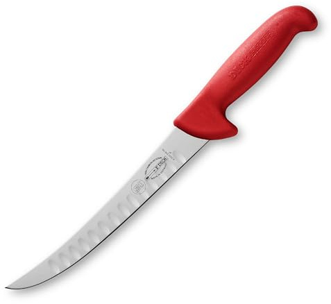 F. Dick - ErgoGrip Zerlegemesser, Kullenschliff, 21 cm, rot, 8242521K-03, hygienischen Fleischermesser in Profi-Qualität, ergonomische Form, aus hochwertigem Stahl, scharfe und präzise Schneide