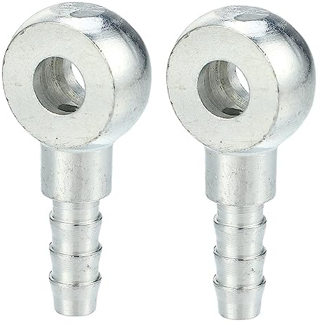 A ABSOPRO Raccords cannelés pour tuyaux à Boulon Banjo Raccord Universel Banjo Adaptateur de Ligne de Carburant pour Moto Voiture Ton Argenté - Lot de 2 Diamètre intérieur 8, diamètre extérieur 8 mm