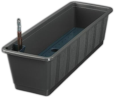 Erhard-Trading Blumenkasten Aqua Green Plus Balkonkasten mit Wasserspeicher (Größe 1 (60 cm), Anthrazit)