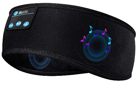 Sleep Bluetooth Headphone Headband, Sports Bluetooth Music Headband Man Women, Ultra-thin Stereo Speaker, Super Stretchy Soft, Breathable, Suitable for Yoga, Exercise, Meditation, Sleep, Black