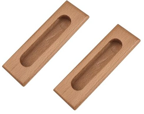MOROBOR Lot de 2 poignées rectangulaires encastrées en bois dissimulées pour porte coulissante de grange, armoire, tiroir
