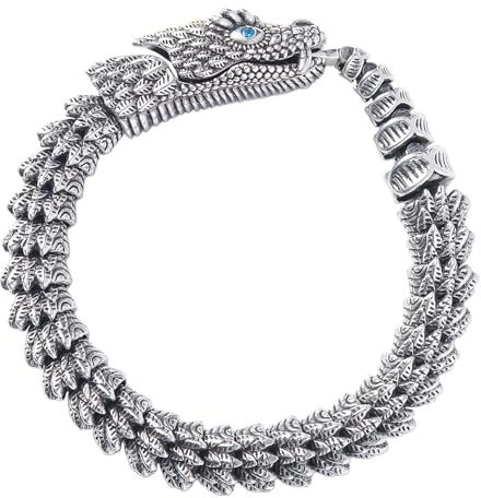 JewelryWe Schlange Ouroboros Armband Herren Edelstahl Nordisch Vintage Schlangenarmband Flexible biegsame Schlangenkönigskette Wikinger Amulett Schmuck Gotik Biker Armreif Silber
