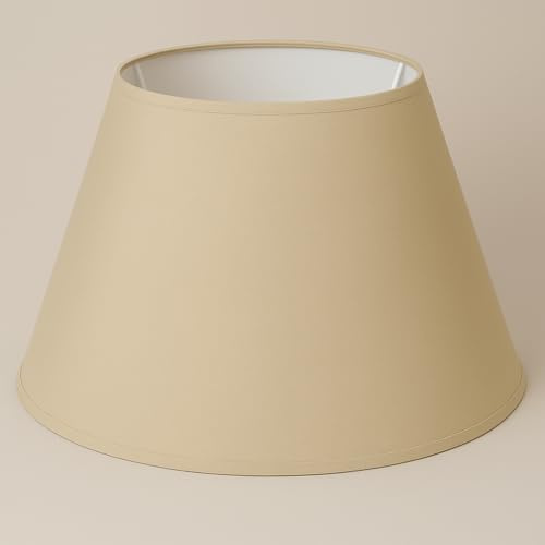 45 cm Lampenschirm, Baumwollstoff mit weißer PVC-Rückseite, handgefertigtes Produkt, für Tischlampe, Stehlampe (Creme)