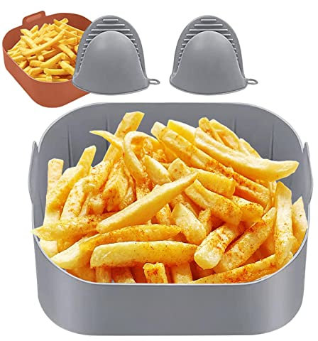 Maciun Quadratische Einsätze für Heißluftfritteusen | Quadratisches Zubehör für Air Fryer-Einsätze aus Silikon - Air Fryer Liner Zubehör in Lebensmittelqualität, Ersatz von Pergamentpapier Linern für