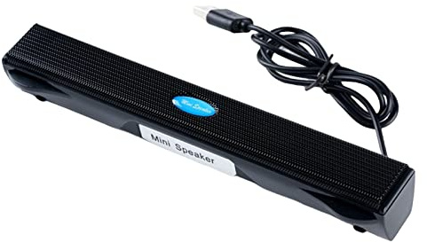 Okiyakusama Haut-Parleur D'ordinateur Portable Alimenté par USB, Caisson de Basses Stéréo, Mini Barre de Son pour PC, Espace de Bureau Extérieur, Noir