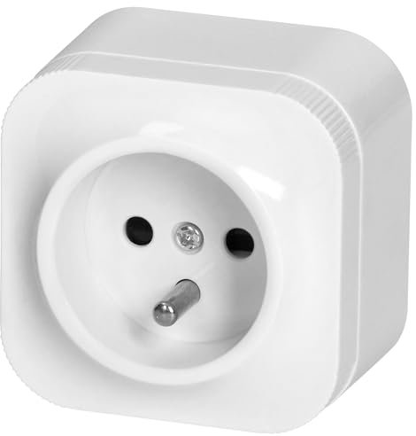 Miratic Prise Electrique 2P+T 16A/230VAC IP20 Version Francaise Prise en Saillie pour Montage Mural en Interieur Prise Murale avec Finition Brillante