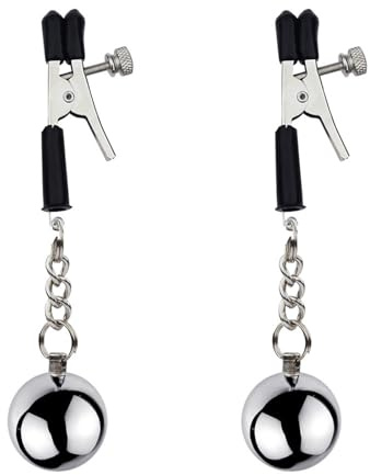 GeRRiT 1 Paar Edelstahl Nippelklemmen mit Gewicht Kugeln,Nippel Clamps Stimulation Set Brustwarzen Klemmen Klitoris Schamlippen Brust Clip SM Erotik Bondage Sexspielzeug Für Frauen（C）