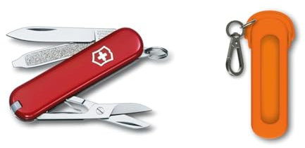Victorinox Schweizer Taschenmesser Klein, Classic SD, Swiss Army Knife & Hülle, Taschenmesser Klappmesser, Accessoires, Hülle, Silikon, Mango Tango