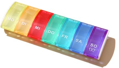 Tablettenbox 7 Tage,Tabletten Medikamentenbox Pill Organizer Box,Tablettendose Tablettenspender Dispenser Persönlicher Fächer Pillenbox Aufbewahrung,Klein Pillendose für Woche Mitnehmen Medikamente