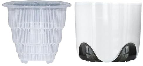 Olla para orquídeas – Pote para orquídeas con manga, maceta para orquídeas con agujero, cesta con mangas para orquídeas, jarrón con mangas para orquídeas, maceta decorativa de doble capa, con mangas