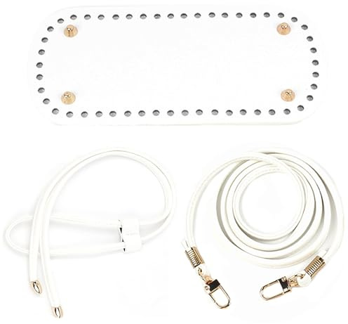 3 pezzi fondo per borsa, 22 x 10 cm, coulisse per borsa all'uncinetto, cinturino in pelle per borse all'uncinetto kit borsa fai da te uncinetto borsa accessorio per borsa in pelle PU (bianco)