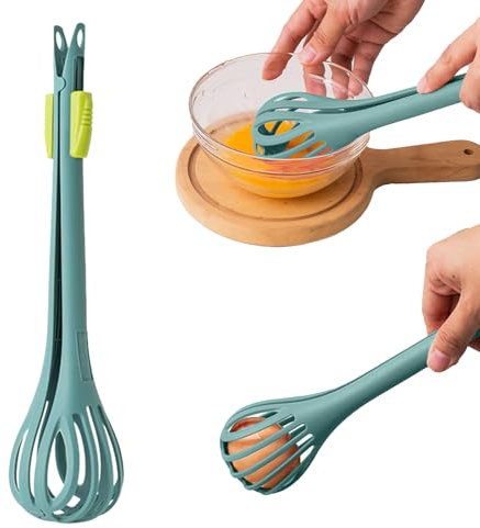 XQMMGO Batteur à œufs multifonction, avec poignée stable et confortable, fouet de cuisine pour mélanger, outils de cuisson pour nouilles aux œufs, clips pour salle à manger (vert)