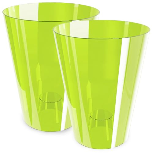 PECZEKO Lot de 2 pots à orchidées, transparents, en plastique, forme ronde et mince, modernes, élégants, diamètre : 12 cm, verts