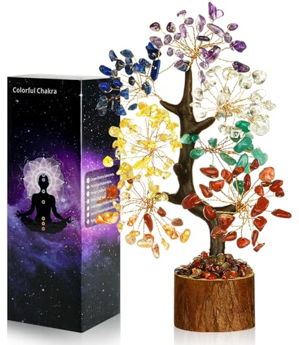 Vicloon Sept Chakra Cristal Arbre, Arbre Pierre Naturelle Guérison Bonsaï, Arbre De Vie Aux 7 Chakras, pour Bonne Positive Energy, Chance et Prospérité, Décor De Domicile Feng Shui (7 Chakra)