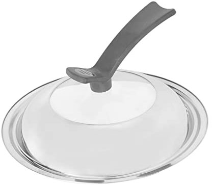 OFFSCH Edelstahl Topfdeckel Mit Gewölbtem Glasdesign Runder Belüftungsauslass Verlängerter Griff Für Und Küchenplatzersparnis Passend Für Bratpfannen Und Woks