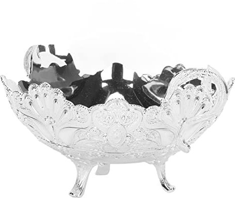 Akozon Tazón de Aleación para Servir con Estampado de Pavo Real, Frutero Vintage Cuadrado de Estilo Europeo para Sala de Estar, Oficina, Accesorios Profesionales para Uso
