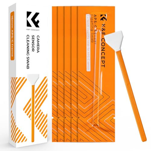 K&F CONCEPT 16mm APS-C Sensor Cleaning Swab*6, DSLR SLR Digital Camera Sensor Cleaning Swab for Reflex and Mirrorless Digital Camera CCD and CMOS Sensors