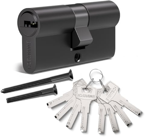 Bwintech 70mm(30/40) in lega di zinco nero Euro Cylinder Lock,serratura a cilindro della porta, chiave con 8 chiavi orizzontali fossette,alta sicurezza per UPVC, legno, porte composite