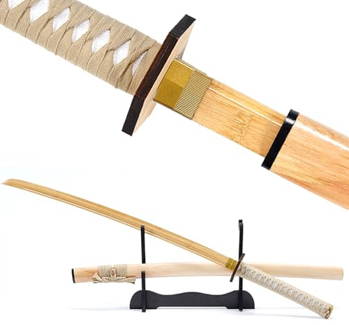 HJHUUA Katana de bambú Natural de 103 cm,Espada samurái Japonesa de bambú para Entrenamiento,bokken Hecho a Mano para Regalos,exhibiciones,Cosplay,Accesorios y Kendo.