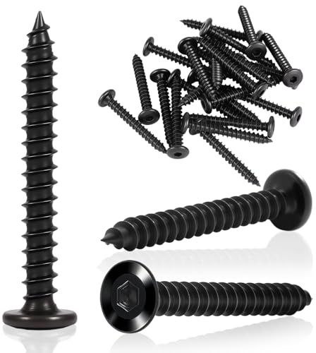 TXXATX 25 Stück Schrauben Schwarz Flachkopf M6x60mm Holzschrauben Schwarz Selbstschneidende Schrauben Flachkopfschrauben Flachkopf Innensechskantschrauben für Maschinenbau Möbel Installation