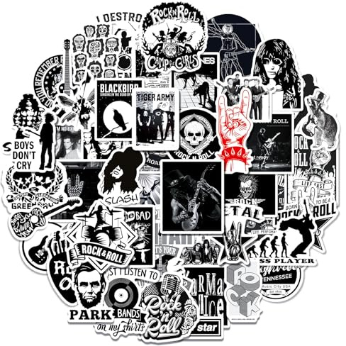 TYXHXTF 50 Stück Musik-Sticker, Rock- und Metal-Band-Aufkleber, für Scrapbooking, Skateboard, Auto, Laptop, Album, Motorrad, Jugendliche und Erwachsene