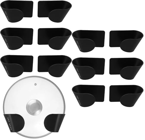 Aurafly 6 Paare Topfdeckelhalter Wand Selbstklebender Topfdeckel Organizer Deckelhalter Küche Pot Lid Holder für Schranktür Schwarz