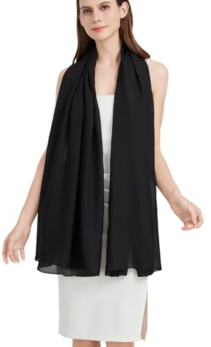 Nonakgado black silk scarf-ladies spring fall summer long 100% mulberry silk neck scarf hijab travel beach shawl wrap for women(CJ-Black)