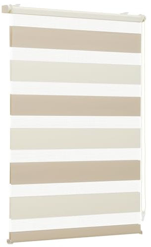 Sekey Doppia tenda a rullo, fissaggio senza fori, per finestre, doppia tenda a rullo, larghezza 50 cm, protezione solare, 50 x 130 cm, beige e marrone