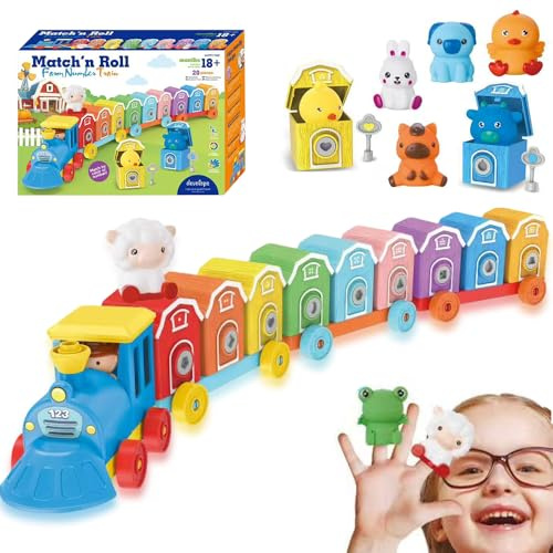 YANGUN Tren de Juguetes Niños 1 2 Años, Tren Juguete Montessori para Contar, Combinar y Clasificar, Regalo para Niños y Niñas de 1+ Año