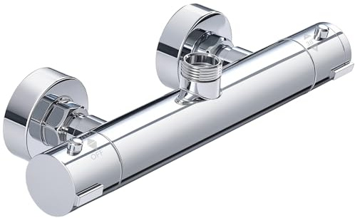 INMOZATA Thermostatic Shower Mixer,Wall Mounted Shower Mixer Bar with Anti-Scald Control Valve,Hot Cold Water Mixer Constant Temperature Control for Bathroom,Chrome