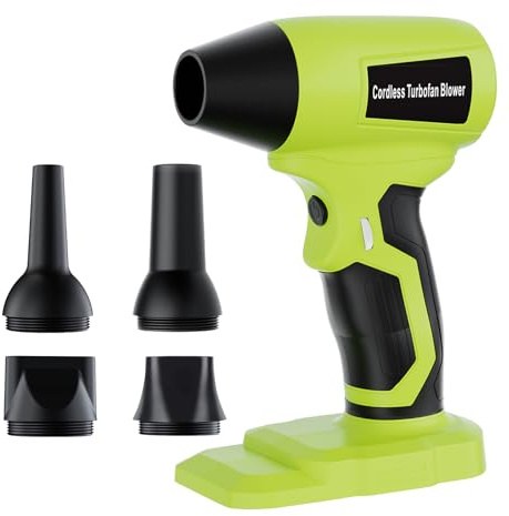 GRVODFRTA Cordless Dust Blower Compatible with Ryobi One 18V Battery, Handhled Leaf Blower Electric Compressed Air Duster Turbo Jet Fan with Nozzles for Blowing Leaves and Dust(Battery Not Included)